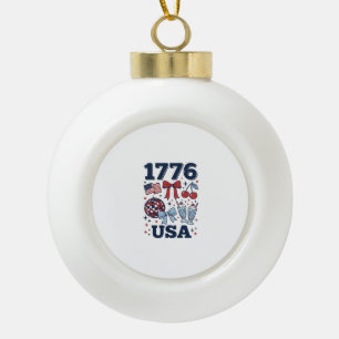 Adorno De Cerámica Tipo Bola 1776 Diseño Vectorial Coqueta Patriótica USA_1