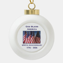 Adorno De Cerámica Tipo Bola 250º Aniversario USA Patriótico Dios Bendiga Améri