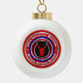 Adorno De Cerámica Tipo Bola 34.ª División de Infantería Keepsake
