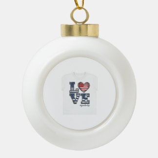 Adorno De Cerámica Tipo Bola Abuela Patriótica Vida Amor Diseño Camiseta Vintag