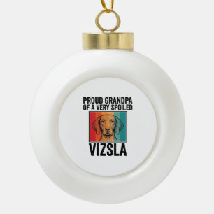 Adorno De Cerámica Tipo Bola Abuelo Orgulloso Vizsla Diseño Vintage Amante de l