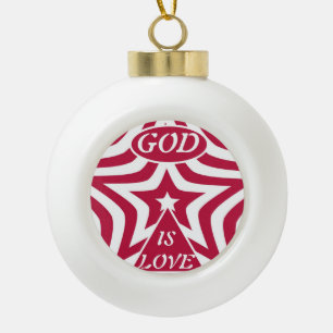 Adorno De Cerámica Tipo Bola Achempong God is Love Star Red & White Snowflake