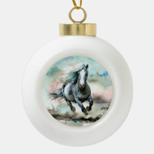 Adorno De Cerámica Tipo Bola Acuarela de majestuoso caballo de tiro