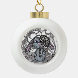 Adorno De Cerámica Tipo Bola Adorable conejo dibujado a mano Zen Doodle Cerámic