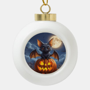 Adorno De Cerámica Tipo Bola Adorable Personalizado Bat encaramado en Jack-o'-L