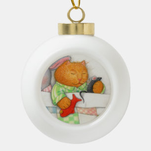 ADORNO DE CERÁMICA TIPO BOLA ADORNO DE BOLA CERÁMICA DE GATITO ACOLGEDOR