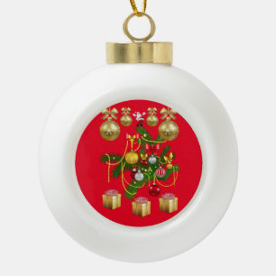 Adorno De Cerámica Tipo Bola Adorno de Bola Cerámica de Navidad, Bolas Doradas