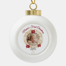 Adorno de Bola de Cerámica para el Primer Navidad
