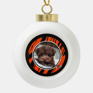 Adorno De Cerámica Tipo Bola Aficionado de Cincinnati Dog Personalizable