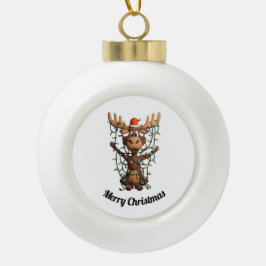 Adorno De Cerámica Tipo Bola Alce de Luces Navideñas