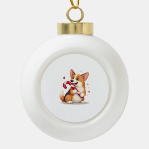 Adorno De Cerámica Tipo Bola Alegría de Caña de Caramelo de Corgi