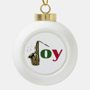 Adorno De Cerámica Tipo Bola Alegría del navidad del saxofón