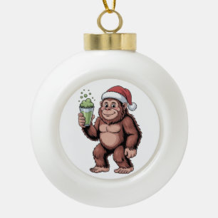 Adorno De Cerámica Tipo Bola Amante de Matcha de Bigfoot Navidad Sasquatch