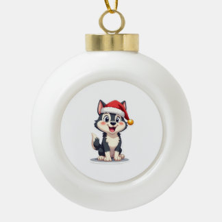 Adorno De Cerámica Tipo Bola Amante del perro Husky de Navidad Malamute (2)