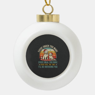 Adorno De Cerámica Tipo Bola Amantes de perros de Navidad Snack Viendo