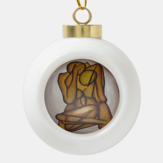 Adorno De Cerámica Tipo Bola Amantes Del Arte Contemporáneo En Ochre Y Brow