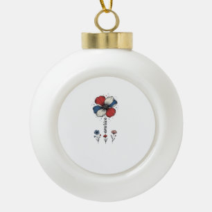 Adorno De Cerámica Tipo Bola América Floral Patriótico Vintage Diseño Vectorial