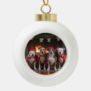 Adorno De Cerámica Tipo Bola American Staffordshire junto a la Chimenea Navidad