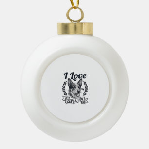 Adorno De Cerámica Tipo Bola Amo a mi perro de ganado Diseño de grabado vintage