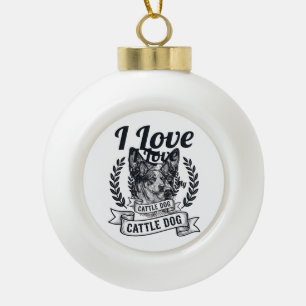 Adorno De Cerámica Tipo Bola Amo a mi perro de ganado Diseño de grabado vintage