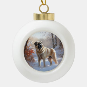 Adorno De Cerámica Tipo Bola Anatolian Shepherd Let It Snow Navidades