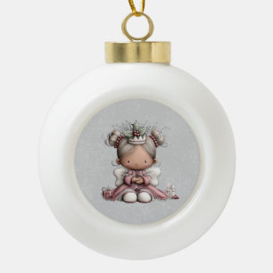 Adorno De Cerámica Tipo Bola Ángel caprichoso de Navidad