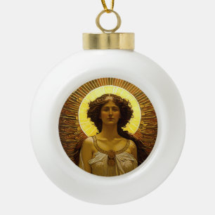 Adorno De Cerámica Tipo Bola Ángel Dorado Mensajero Brillante de Luz  