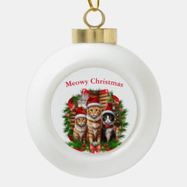 Adorno De Cerámica Tipo Bola Animales Feliz Navidad