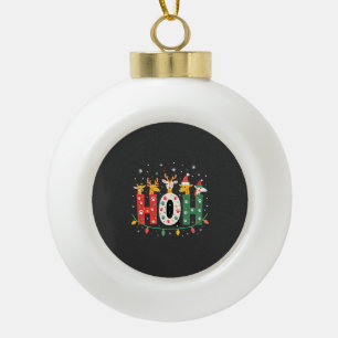 Adorno De Cerámica Tipo Bola Animales Jirafa Navidad Santa Sombrero Ho Ho Ho