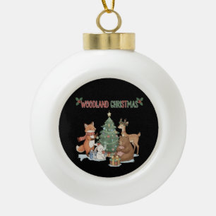 Adorno De Cerámica Tipo Bola Animales Navideños Adorables del Bosque - Bosque F