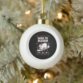 Adorno De Cerámica Tipo Bola Aquí Para Arrastrar Navidad Oso Polar Trineo Nieve