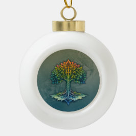 Adorno De Cerámica Tipo Bola Árbol de la Vida Amanecer Cambiante