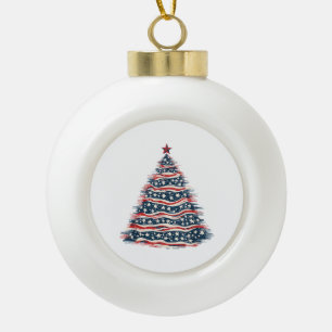 Adorno De Cerámica Tipo Bola Árbol de Navidad Bandera Americana Patriótica