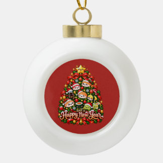Adorno De Cerámica Tipo Bola Árbol de Navidad de Sushi Kawaii