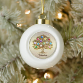 Adorno De Cerámica Tipo Bola Árbol genealógico personalizado con piedras de nac