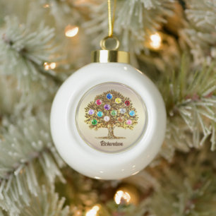 Adorno De Cerámica Tipo Bola Árbol genealógico personalizado con piedras de nac