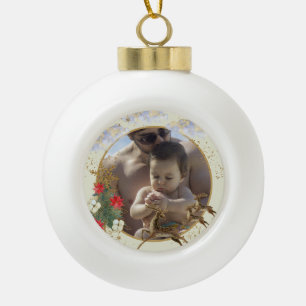 Adorno De Cerámica Tipo Bola Árboles de la poinsettia roja de oro provocan Navi