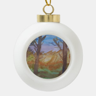 Adorno De Cerámica Tipo Bola Árboles del atardecer