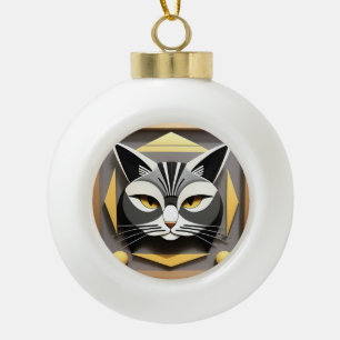 Adorno De Cerámica Tipo Bola Arte geométrico de un diseño abstracto de gato est