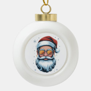 Adorno De Cerámica Tipo Bola Arte vectorial de Santa Claus moderno con gafas de
