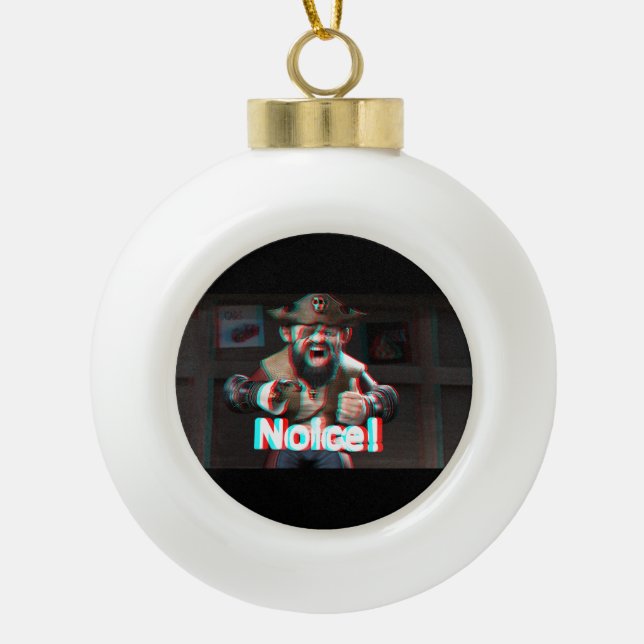 Adorno De Cerámica Tipo Bola ¡Aviso! Badaz Beard 3D (Anverso)