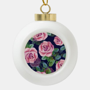 Adorno De Cerámica Tipo Bola Azul oscuro, color de agua rosada.