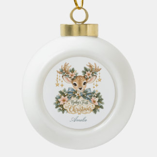 Adorno De Cerámica Tipo Bola Babys erstes Weihnachten mit süßem Rehkitz