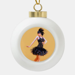 Adorno De Cerámica Tipo Bola Baile Flapper Vintage