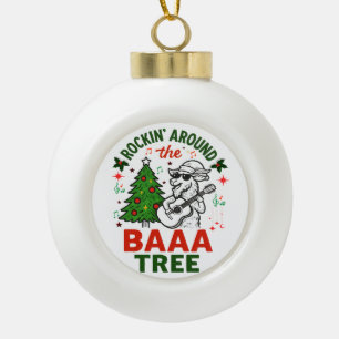 Adorno De Cerámica Tipo Bola Balanceándose alrededor del árbol con una cabra fr