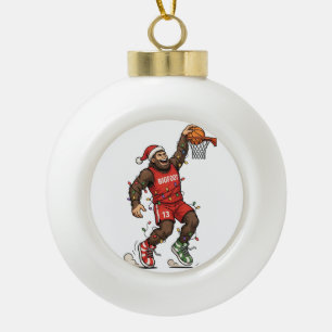 Adorno De Cerámica Tipo Bola Baloncesto de Bigfoot Sasquatch Navidad 2026 Holid