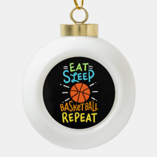 Adorno De Cerámica Tipo Bola Baloncesto - Repetición de Eat Sleep Basketball
