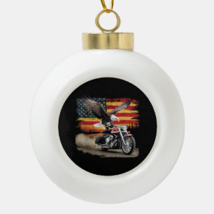 Adorno De Cerámica Tipo Bola Bandera Americana Motocicleta Tshirt Estados Unido