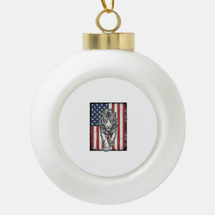 Adorno De Cerámica Tipo Bola Bandera Americana Patriótica del Tigre Grabado Vin