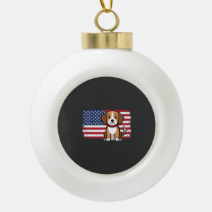 Adorno De Cerámica Tipo Bola Bandera Americana Perro Patriótico Vector